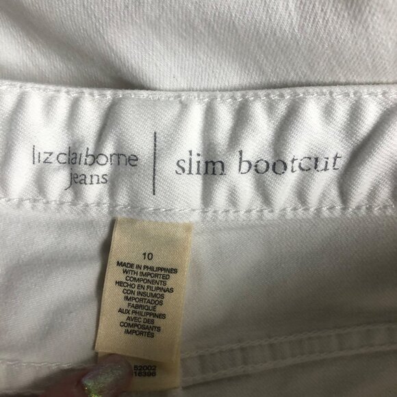 Liz Claiborne White Jeans Womens Size 10 Slim Bootcut Stitched Pockets Pants - Picture 5 of 7